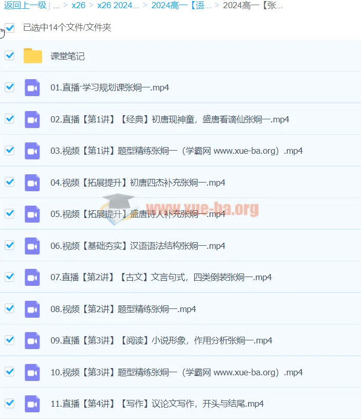 2024高一高中语文张炯一寒假班 课程资源合集