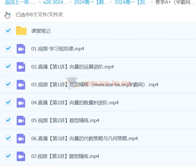 刘天麒 2024高一数学 A+春季班 课程资源