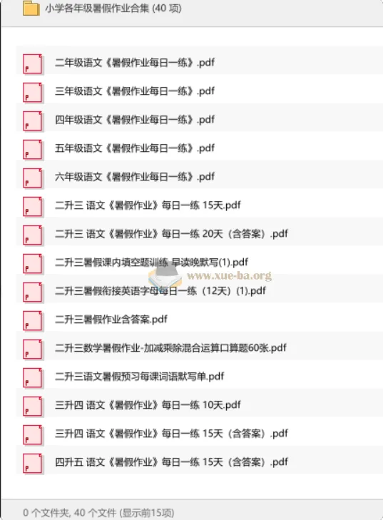 小学各年级暑假作业合集 语文数学英语每日一练衔接预习