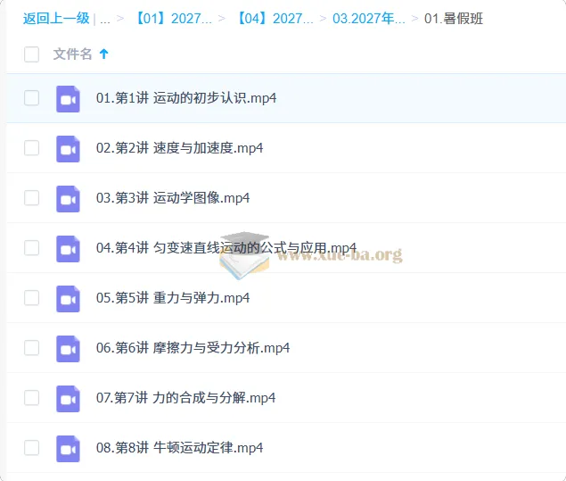 2027高中高一物理 张雯 一轮暑假班 运动学与力学专题精讲