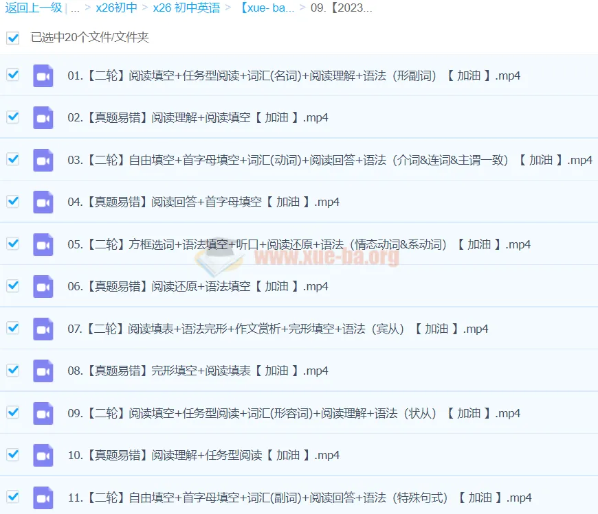2023春下初三英语S+班 毕春艳 二轮复习课程资源