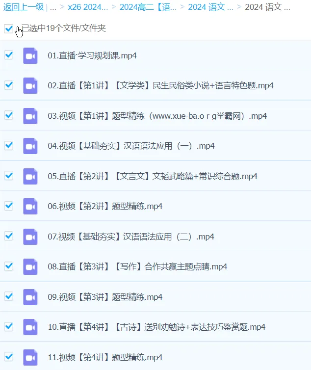 罗斐然2024高二语文A+寒假班 课程合集