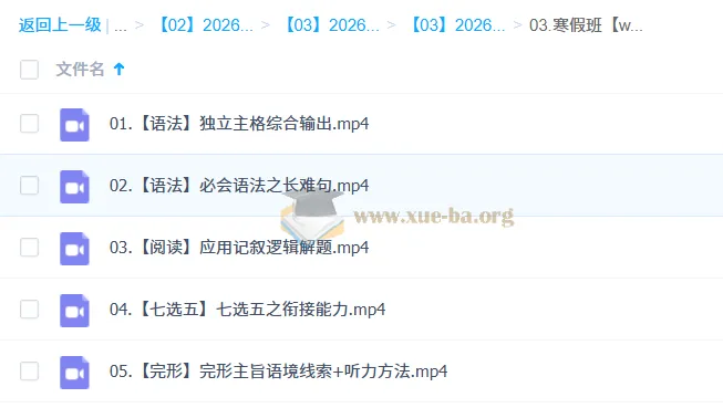 2026高二英语寒假班 王双林 语法阅读写作全题型精讲