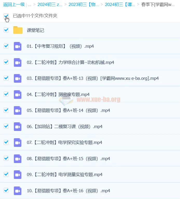 谭清军 2024初三中考物理春季班(下)视频课程