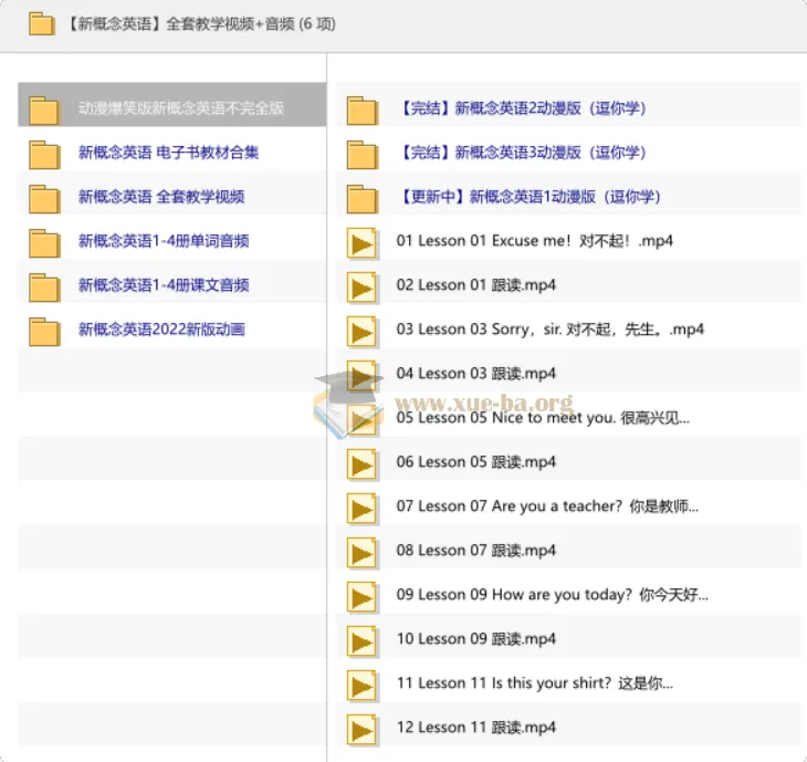 新概念英语全套教学视频+音频 含动漫版与电子书教材