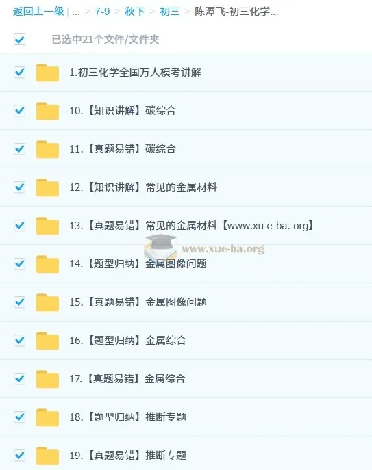 2025陈潭飞初三化学中考培训班(秋下·全国版·A+)网课资源