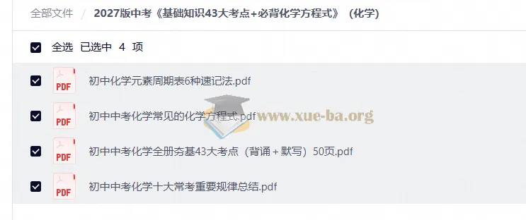 2027版中考化学《基础知识43大考点+必背化学方程式》复习资料