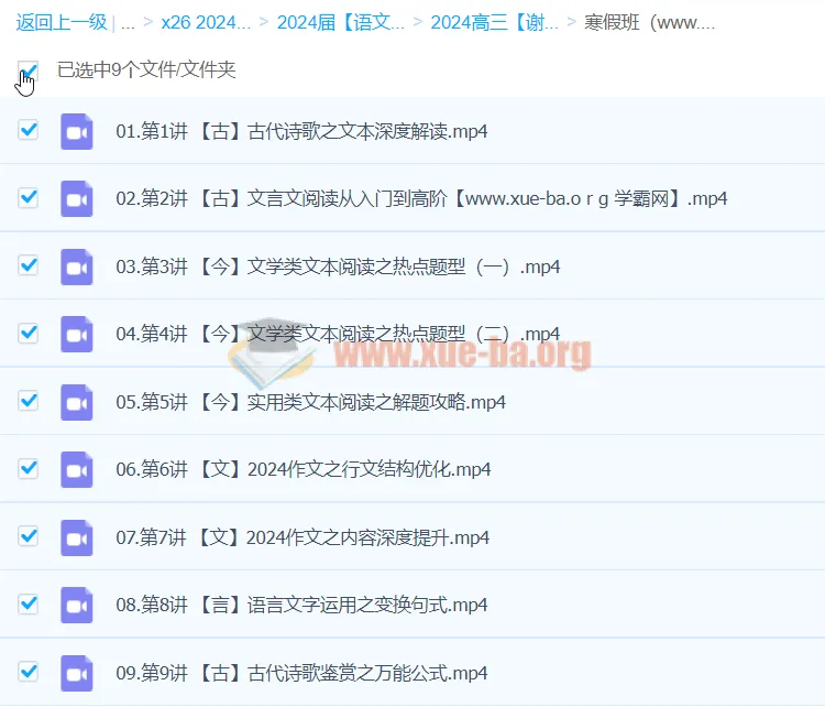 2024高三高考语文 谢欣然寒假班 全套课程