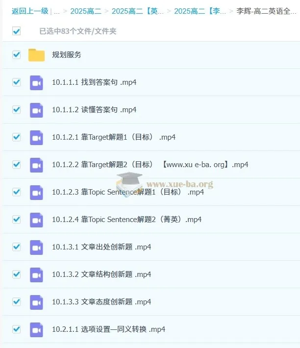 李辉2024-2025高二英语全体系规划学习卡·秋实篇 课程资源