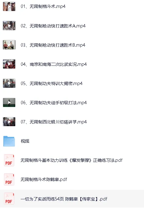 陈鹤皋无限制格斗术实战教程与训练资料合集