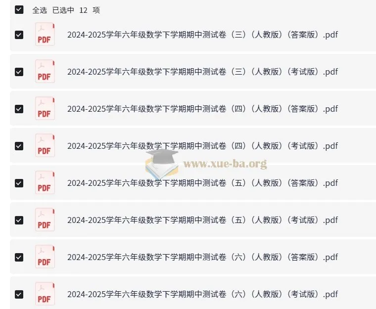 2024-2025学年六年级数学下学期期中测试卷6套(人教版)