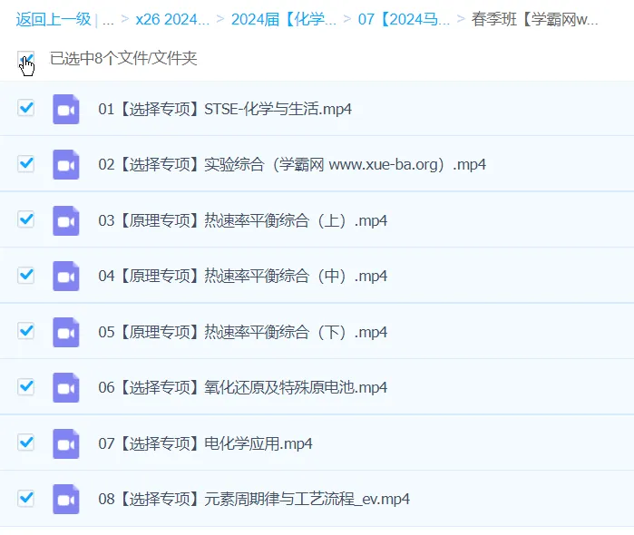 2024高三高考化学 马旭悦春季班 专项突破更新中