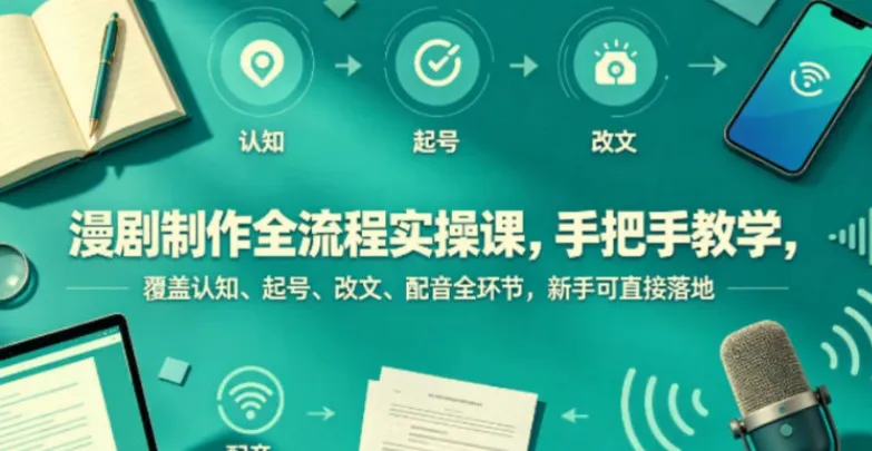 海哥漫剧制作全流程实操课,12节手把手教学,从起号到配音新手可直接落地