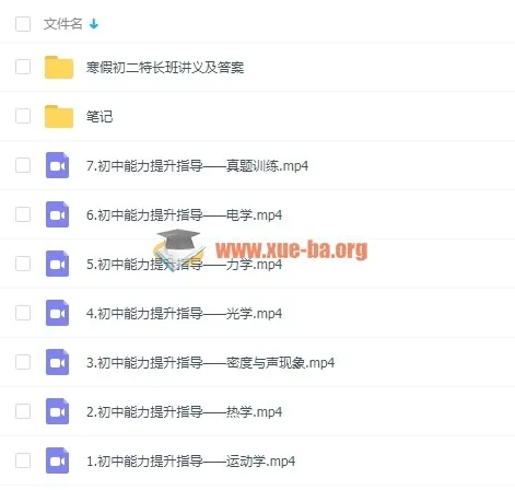 质心物理竞赛 2019初二物理特长班课程视频汇总