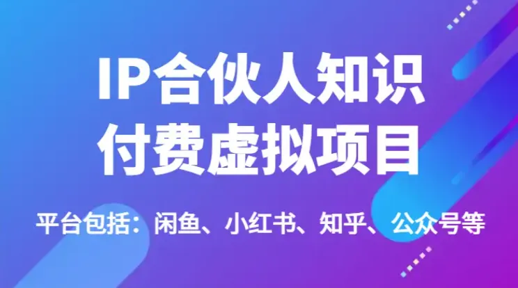 IP合伙人知识付费虚拟项目 全平台引流变现实战课程