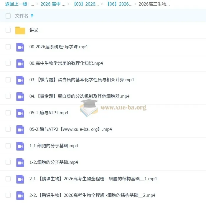 2026高三生物高考一轮复习 张鹏全程班 讲义+培优专题练