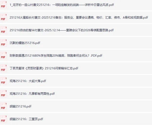 12月16日付费文章合集:大佬文集圈、学习先锋与精选研报
