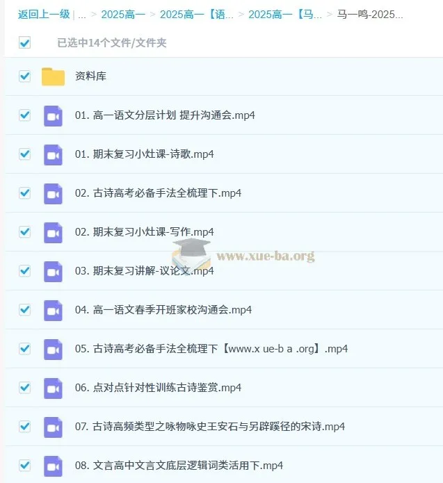 2025春季高一语文 马一鸣学习成长与规划系统S 课程资源