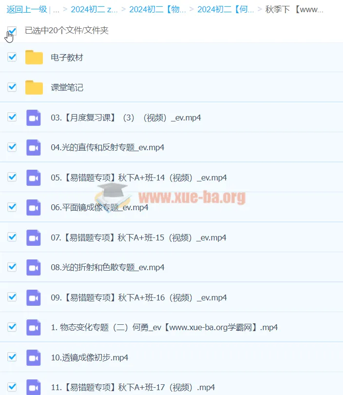 2024初二物理 何勇物理 A+秋季班(下)课程资源