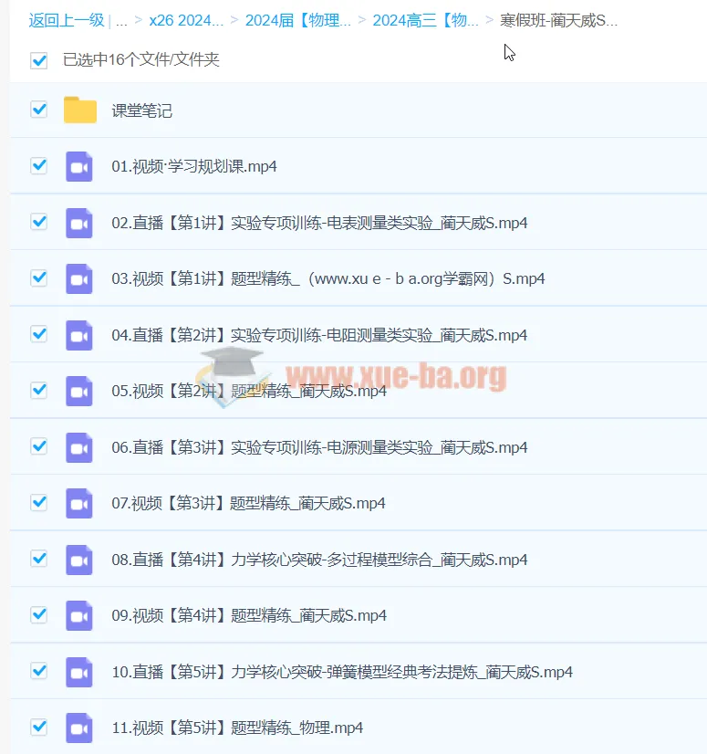 2024高三高考物理蔺天威S寒假班 实验突破与力学电磁核心题型精讲
