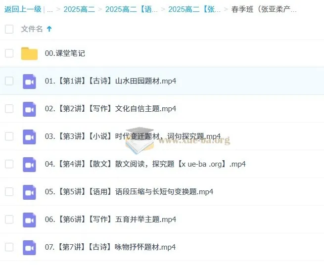 2025高二语文张亚柔全年班 A+班 S班 暑假秋季寒假春季 课程合集