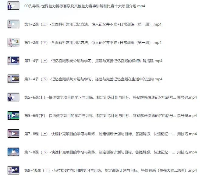 3个月成就最强大脑 世界记忆大师考证班视频课程