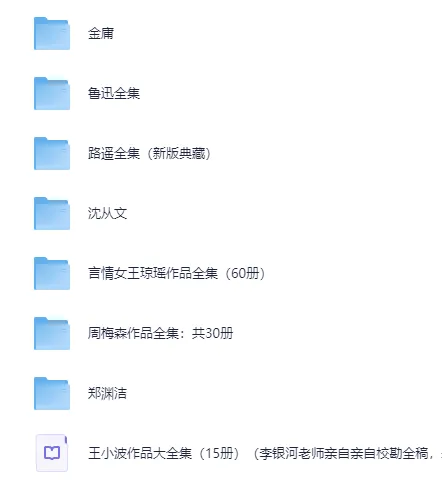 八大知名作家著作合集 金庸鲁迅路遥周梅森郑渊洁王小波等[PDF]