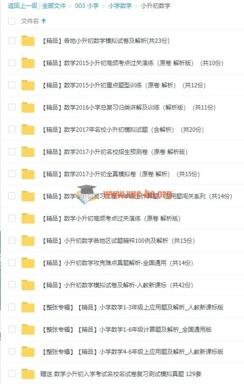 几百套小升初数学试卷合集,含答案详解与名校真题