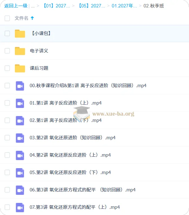 2027高中高一化学 李政 秋季班 课程资源