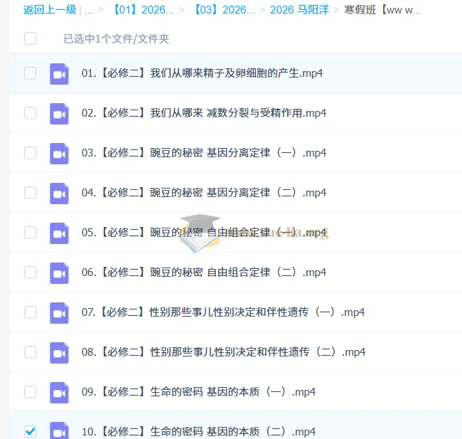 马阳洋 2026高中高一生物寒假班 必修二遗传与进化精讲