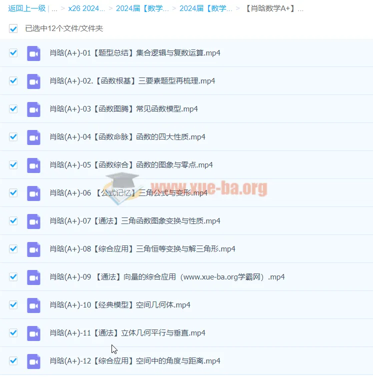 2024高三高考数学 肖晗数学一轮A+暑假班 完结
