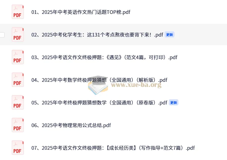 2025中考冲刺必备 七八九年级各科精选资料合集