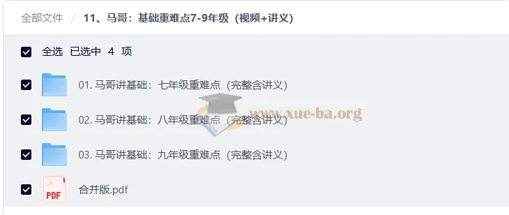 马哥初中数学基础重难点精讲 7-9年级视频+讲义全套