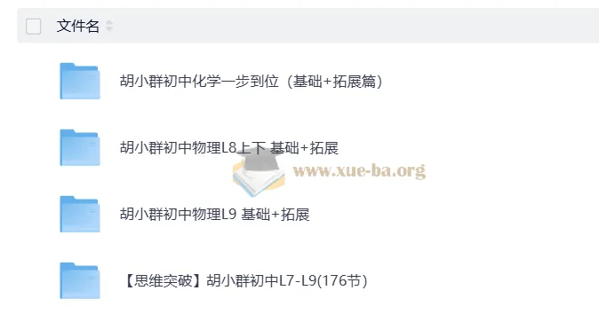胡小群初中物理化学基础+拓展课程 七八九年级全套视频讲义