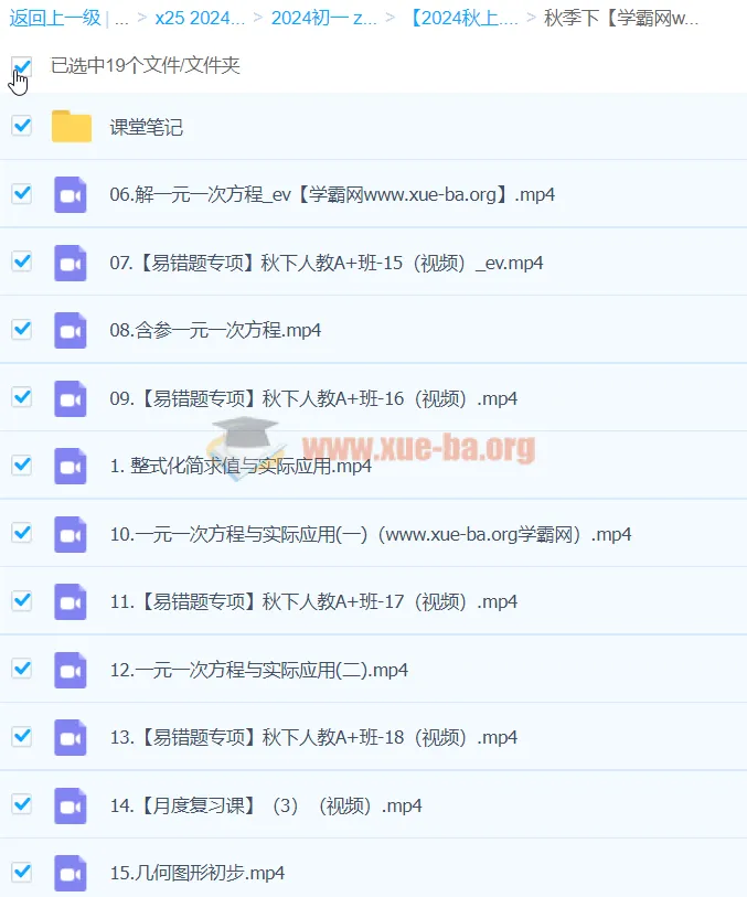 2024秋季A+班初一数学(徐丝雨)课程资源合集