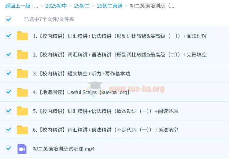 2025初二英语秋季培训班(全国版·A+)讲义视频资料合集