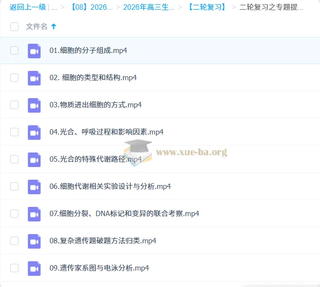 2026高三高考生物 金晶二轮复习课程