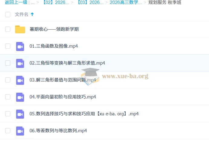 2026高考数学一轮复习 王伟知识视频+规划服务 暑假班秋季班全套