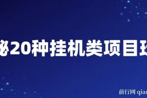 揭秘20种网创挂机项目玩法，小白轻松上手