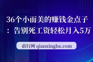 36个小而美赚钱点子课程：开启副业月入五万