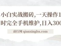 小白手机搬砖实战教程：日入300+，每日操作1小时