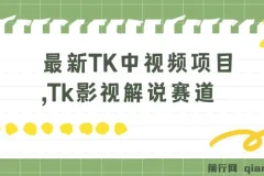 最新TK中视频项目：Tk影视解说赛道搬运二创暴力起号指南