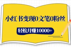 小红书变现：0文笔0粉丝，4大变现途径玩赚小红书，轻松月赚10000+