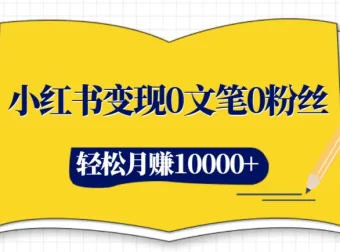 小红书变现：0文笔0粉丝，4大变现途径玩赚小红书，轻松月赚10000+