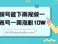 视频号下雨视频涨粉项目：一周涨粉10W+，年入100W