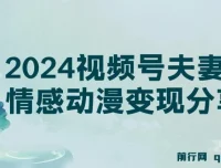 2024视频号夫妻情感动漫变现分享课：玩法全过程讲解