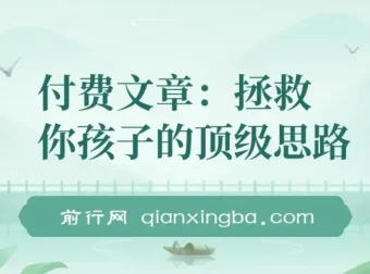 付费文章：《拯救你孩子的顶级思路：聊透学业、事业与未来》