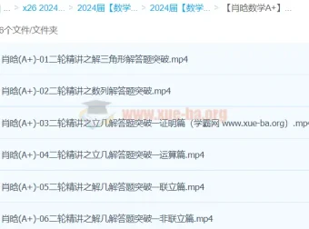 肖晗数学2024年高三高考数学A+春季班课程