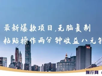 最新爆款网络项目：无脑复制粘贴，两分钟收益八元，可无限操作