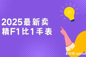 2025卖精仿F1手表网创项目：保姆式教学，小白轻松月入过万